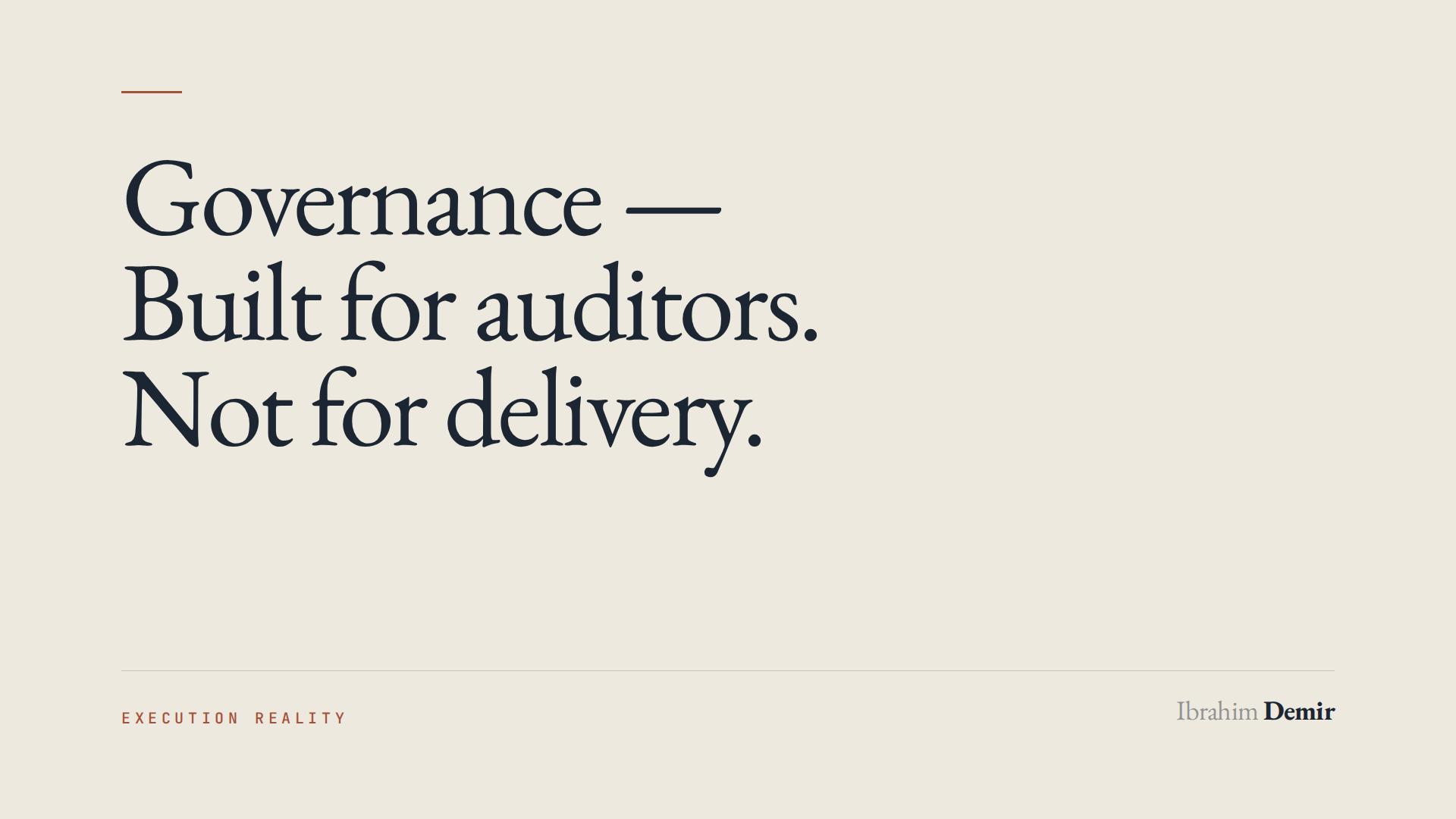 Governance - Built for auditors. Not for delivery. cover image